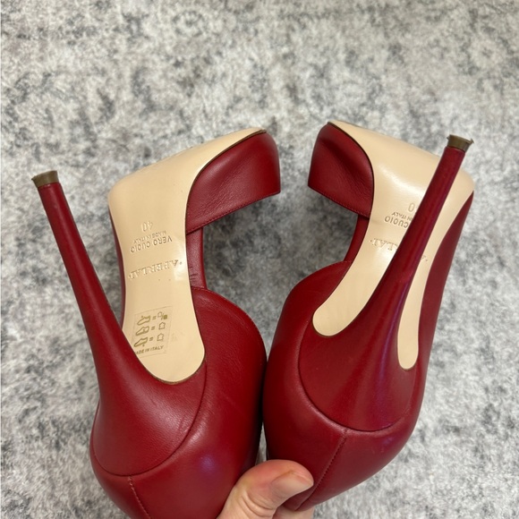 Aperlai Red Suede High Heel Shoes with Cutout Detail Size 40 - Picture 11 of 12